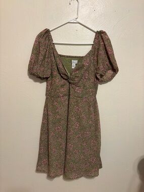 Japna Floral Puff Sleeve Cottagecore Mini Dress Size L